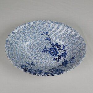 Johnson Brothers Lotus Blue Fine China 9" Oval Serving Bowl Ironstone Vintage